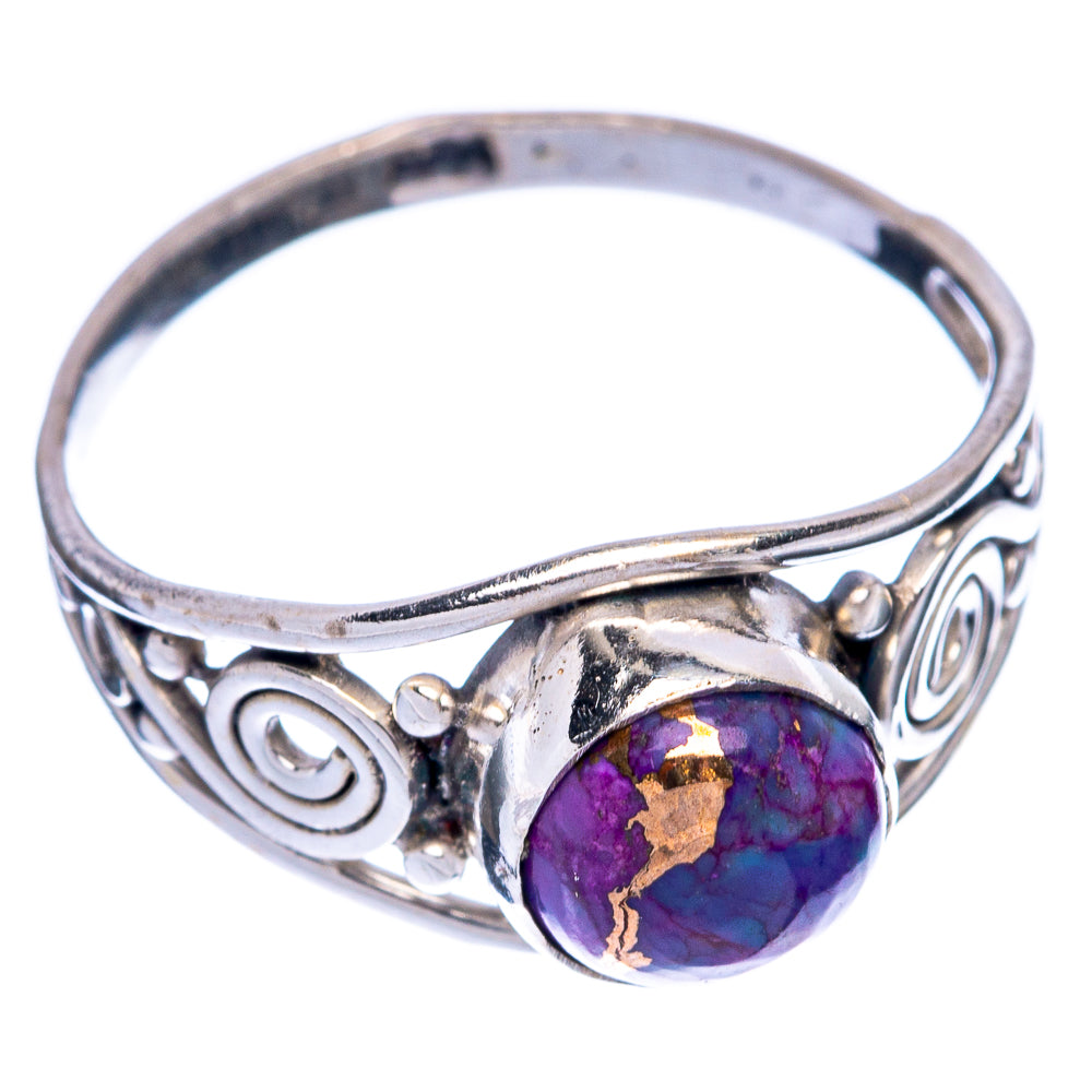 Purple Copper Composite Turquoise Dainty Ring Size 6.5 (925 Sterling Silver) R145634
