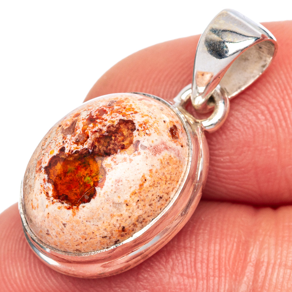 Rare Mexican Fire Opal Pendant 1 1/8" (925 Sterling Silver) P41720
