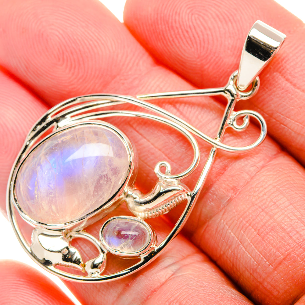Premium Rainbow Moonstone 925 Sterling Silver Pendant 1 7/8" (925 Sterling Silver) PD37770