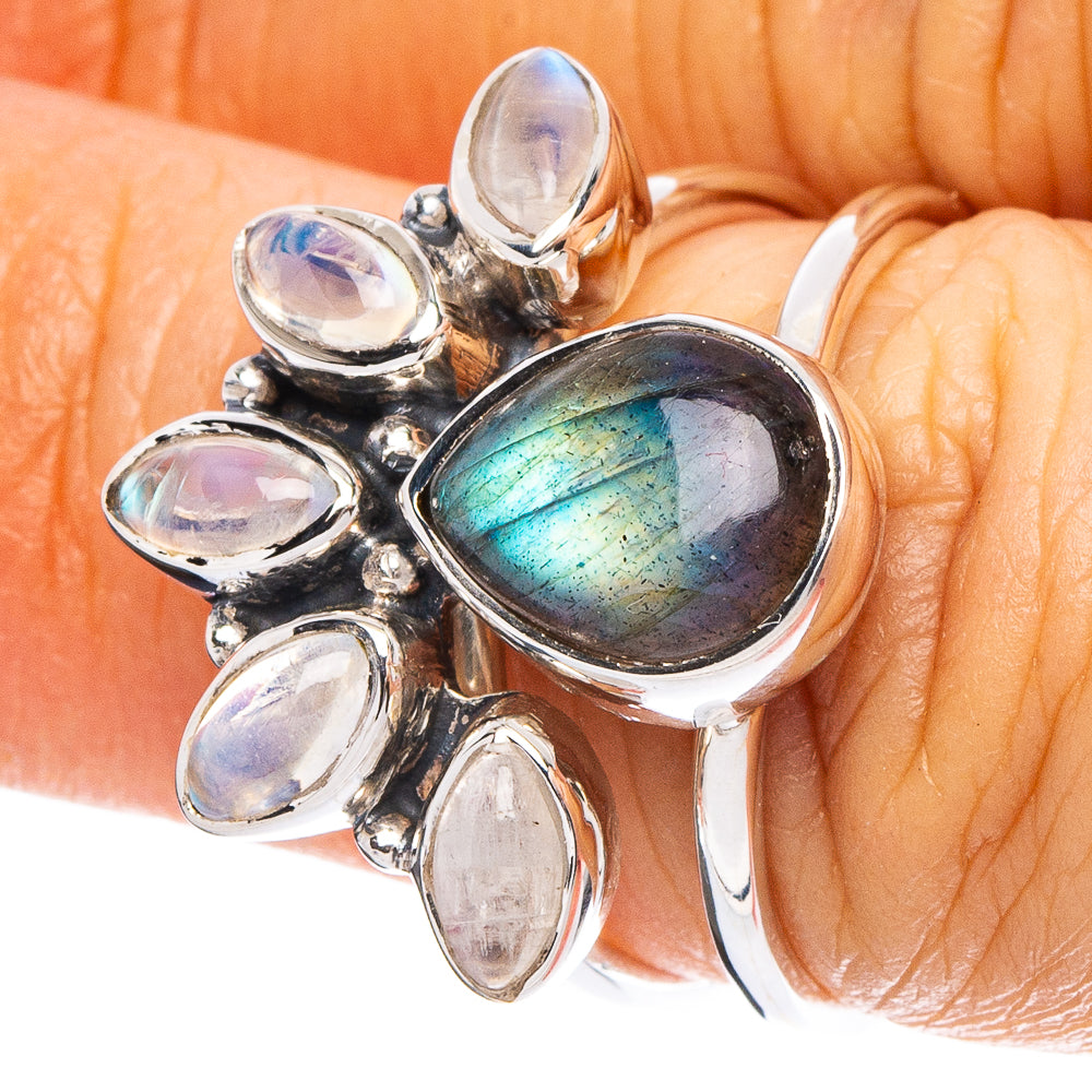 Labradorite, Rainbow Moonstone 925 Sterling Silver Premium Ring Size 6.75 (925 Sterling Silver) R6485