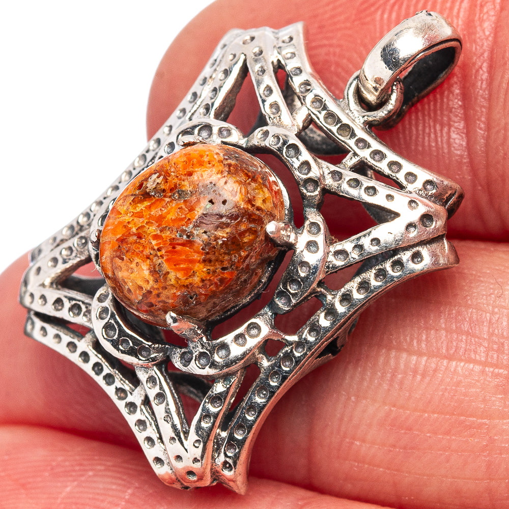 Sponge Coral Pendant 1 1/8" (.925 Sterling Silver)