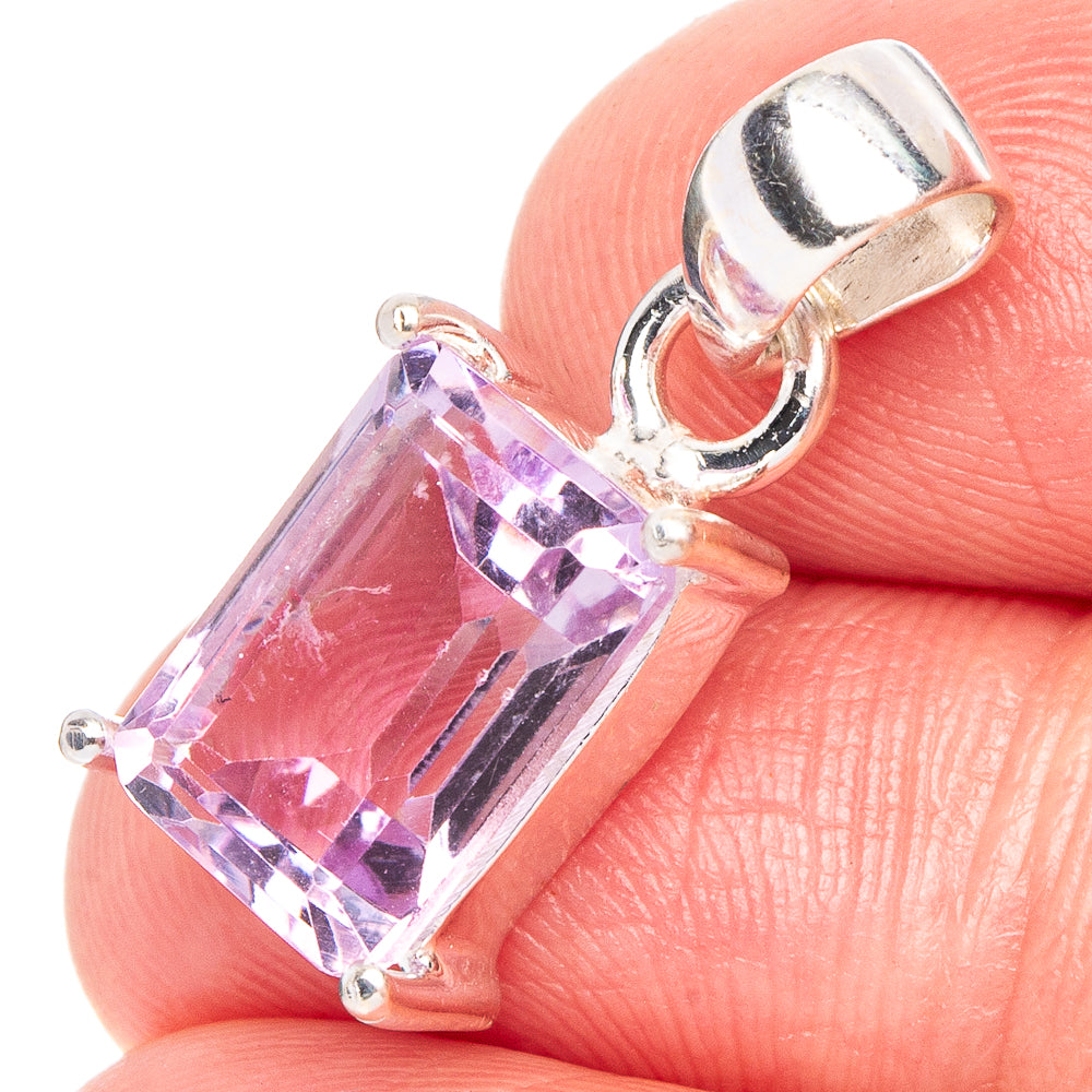 Faceted Amethyst Pendant 7/8" (.925 Sterling Silver)