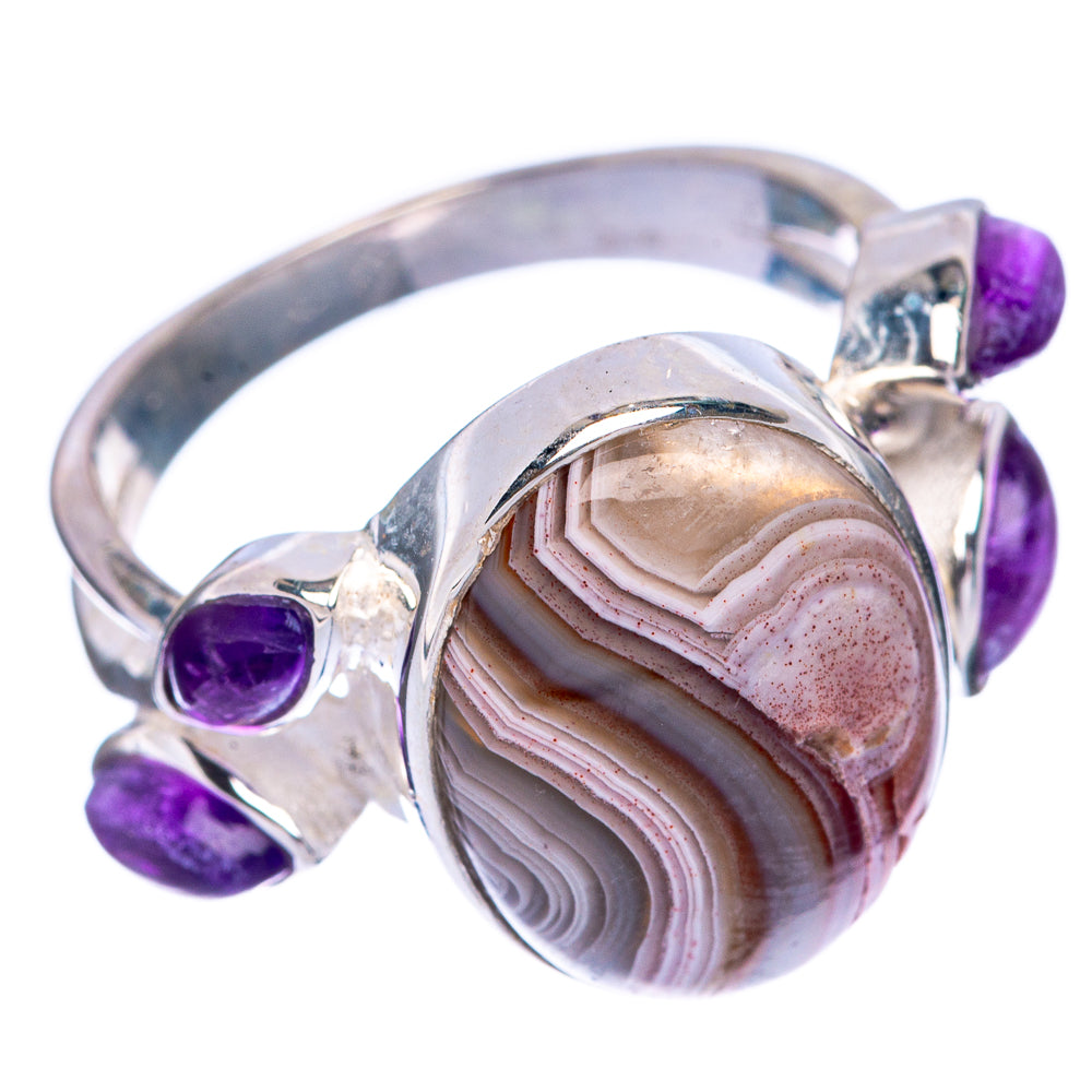 Botswana Agate, Amethyst Ring Size 8 (925 Sterling Silver) R144770