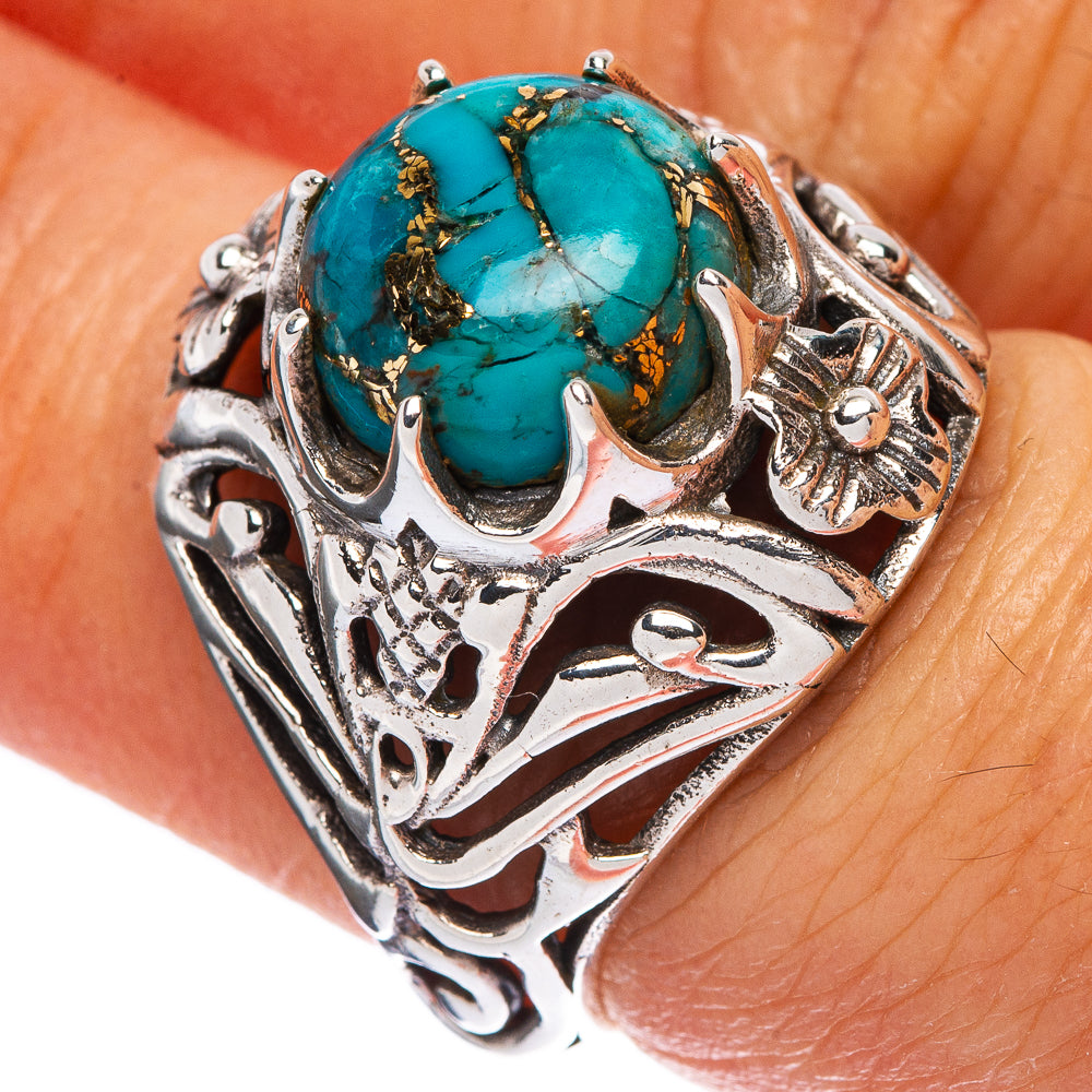 Blue Copper Composite Turquoise Ring Size 6.5 (925 Sterling Silver) R146343