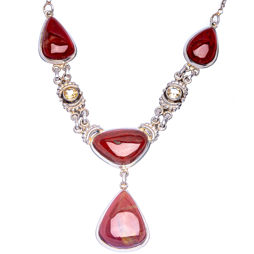Bloodstone, Citrine Necklace 18 1/4" (925 Sterling Silver) N90090