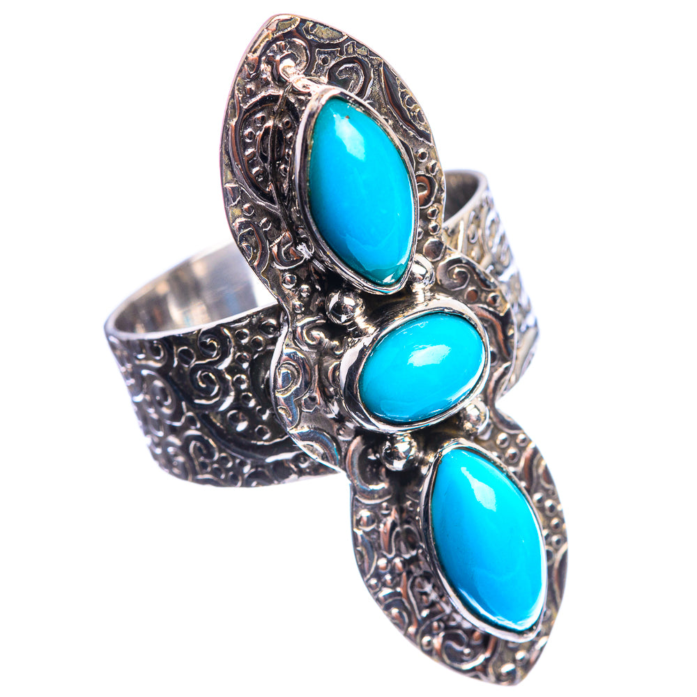 Large Sleeping Beauty Turquoise 925 Sterling Silver Ring Size 8.75