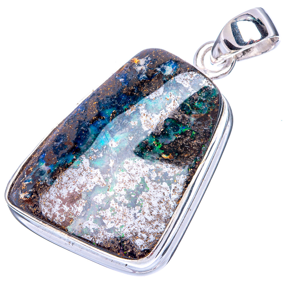 Rare Boulder Opal Pendant 1 1/2" (925 Sterling Silver) P41978