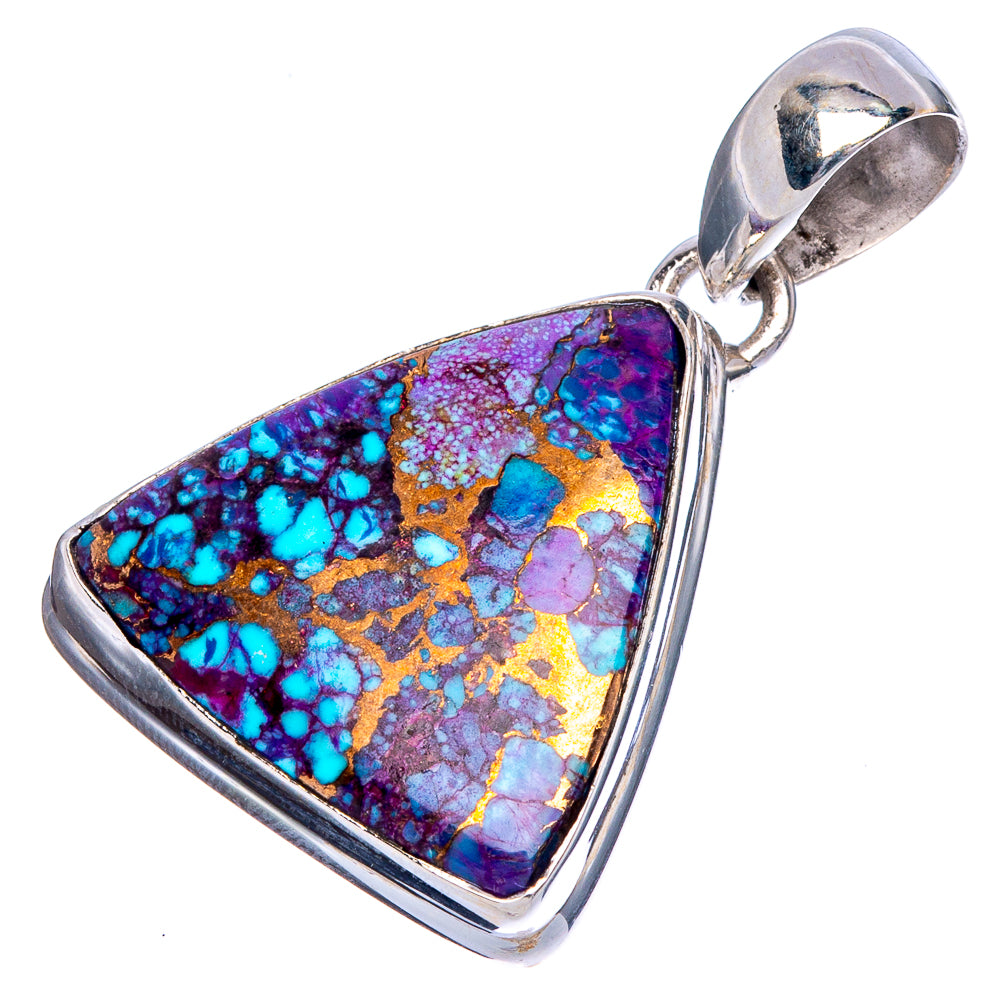 Purple Copper Composite Turquoise Pendant 1 3/8" (925 Sterling Silver) P40585
