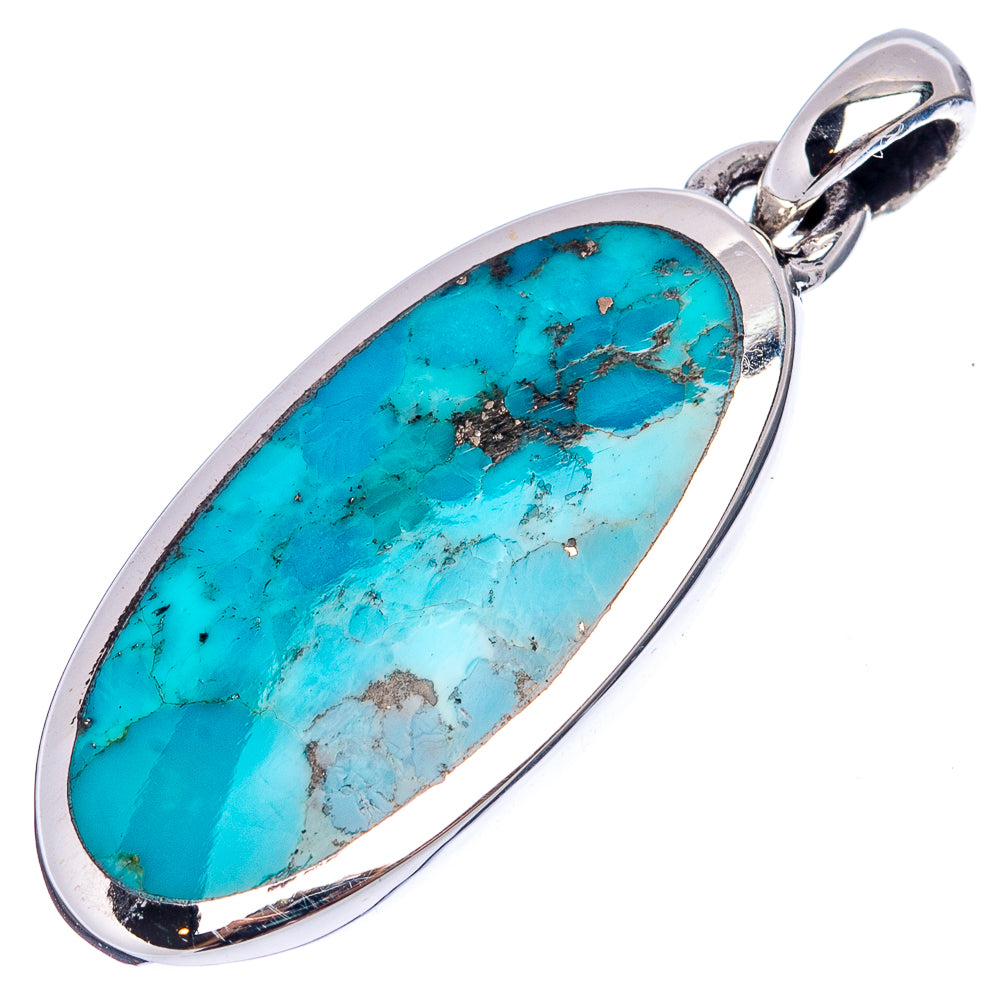 Native Style Mohave Turquoise Pendant 1 3/8" (.925 Sterling Silver)