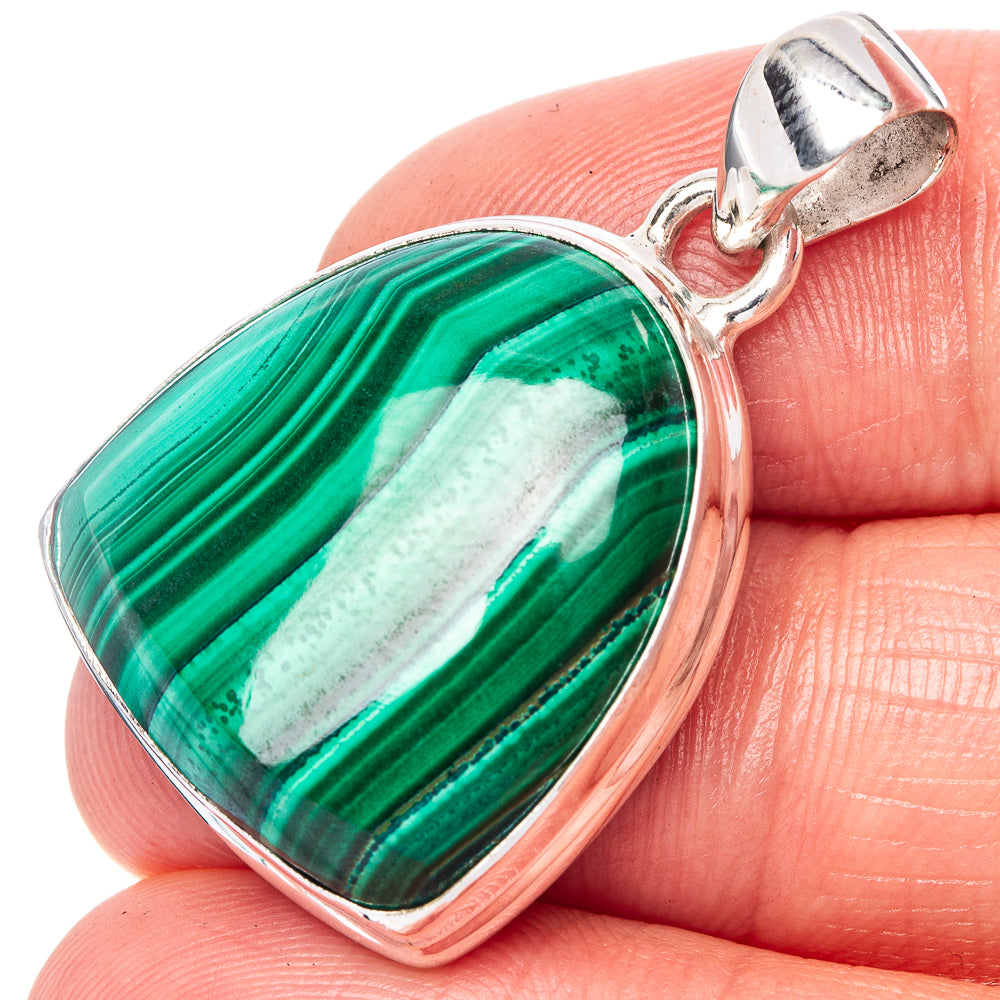 Malachite Pendant 1 1/4" (925 Sterling Silver) P42454