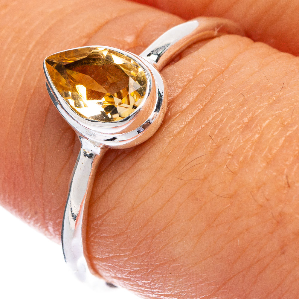 Faceted Citrine Dainty Ring Size 7.5 (925 Sterling Silver) R145505