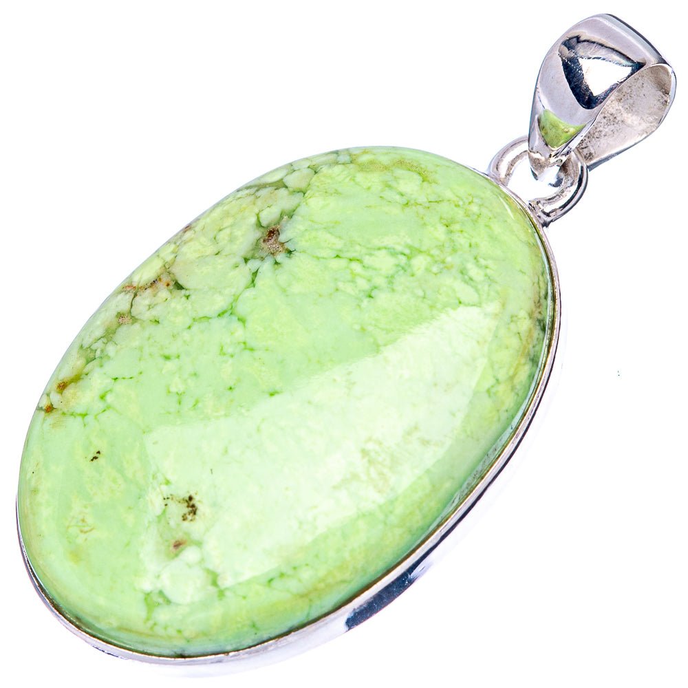 Lemon Chrysoprase Pendant 1 5/8" (925 Sterling Silver) P42842