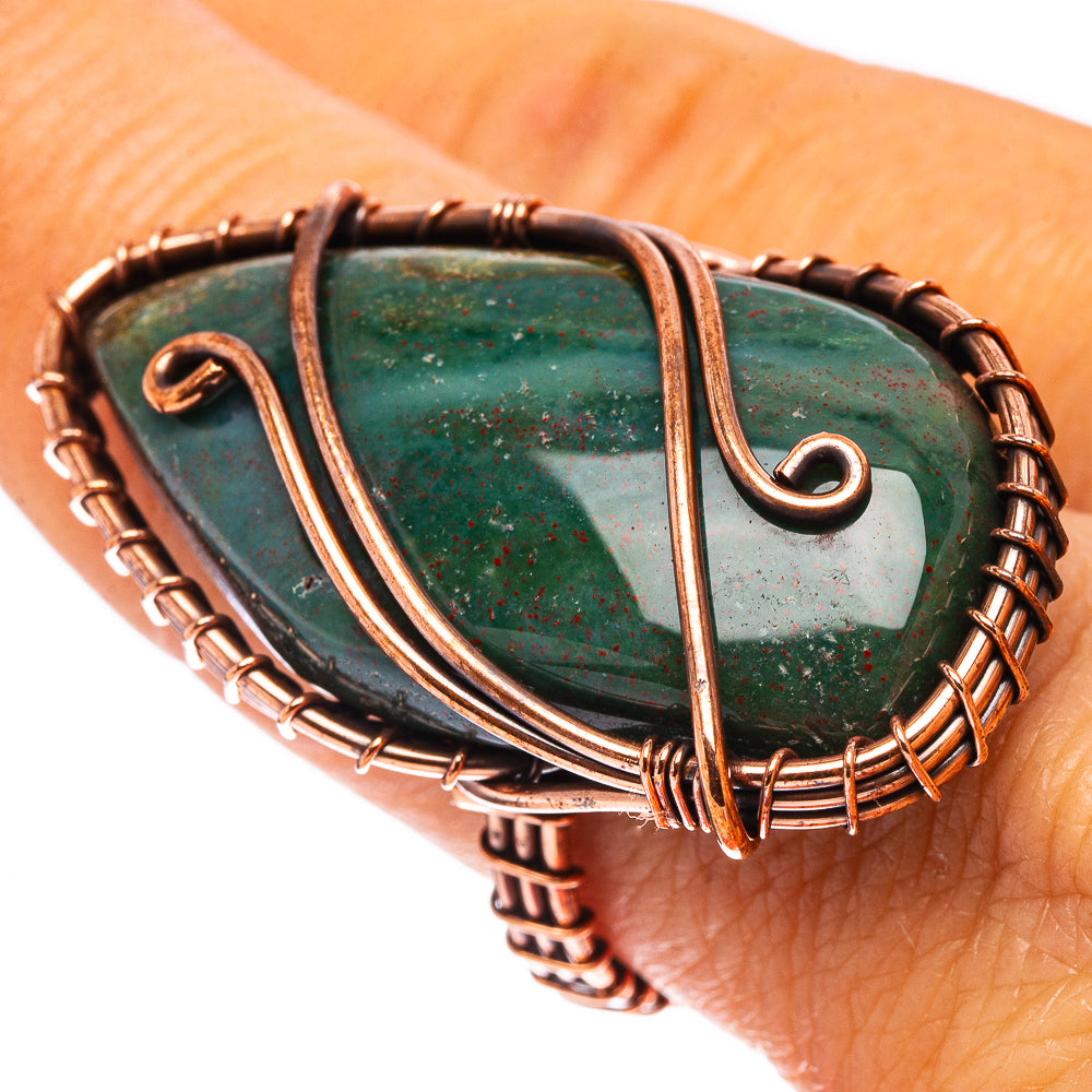 Bloodstone Ring Size 8.25 (Oxidized Copper)