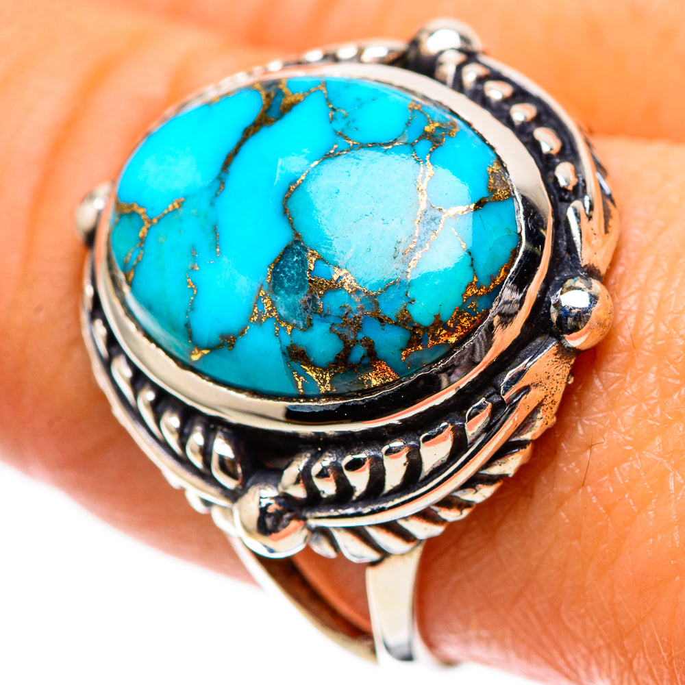 Blue Copper Composite Turquoise Ring Size 9 (925 Sterling Silver) RING138866