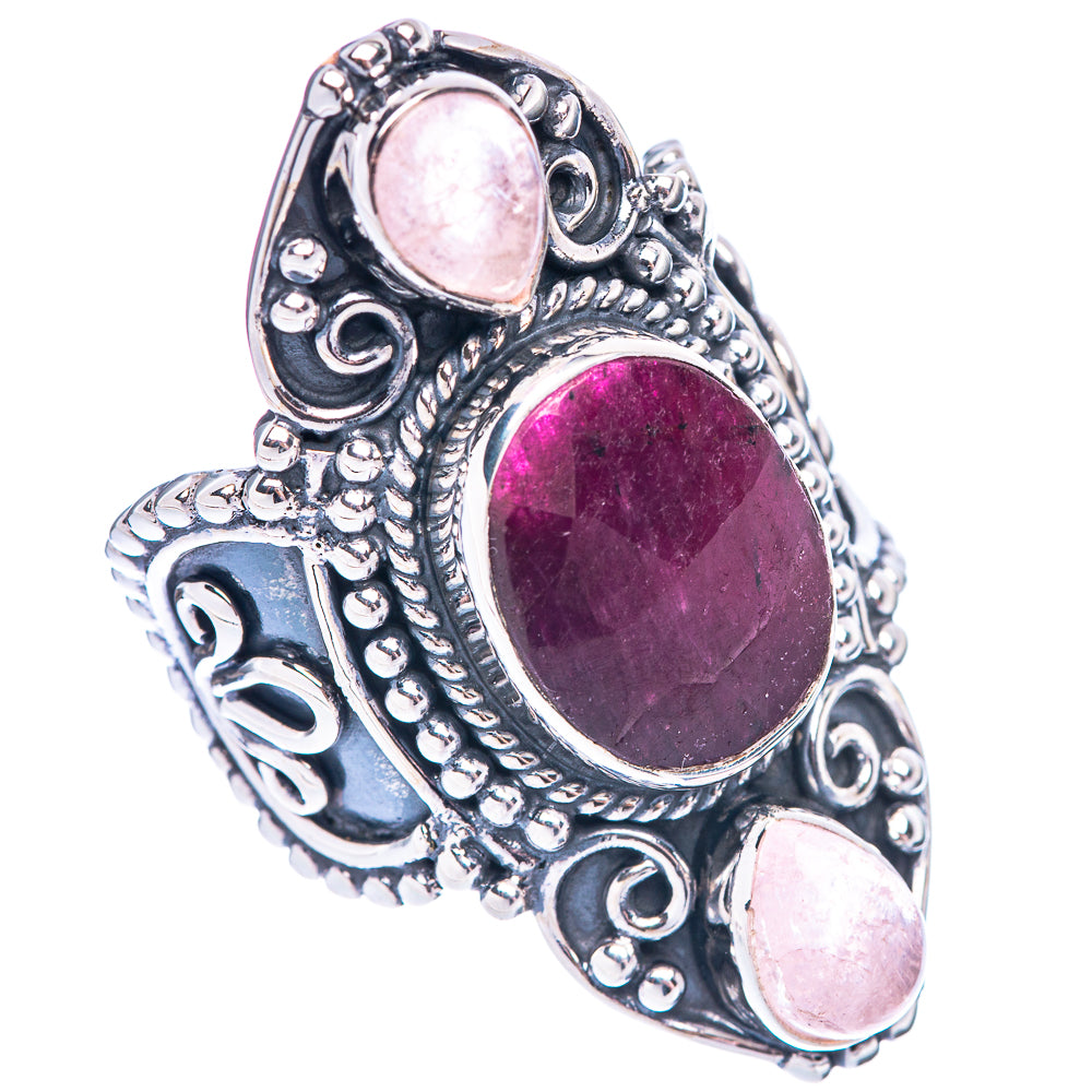 Signature Ruby, Morganite Ring Size 7 (925 Sterling Silver) R1774