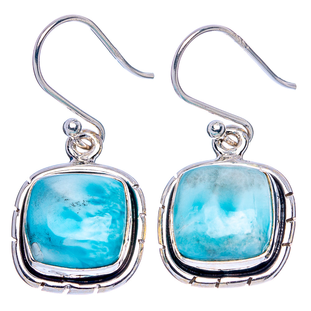 Larimar 925 Sterling Silver Earrings 1 1/4" (925 Sterling Silver) E1958