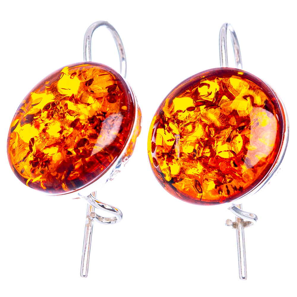 Baltic Amber Earrings 1 1/8" (.925 Sterling Silver)