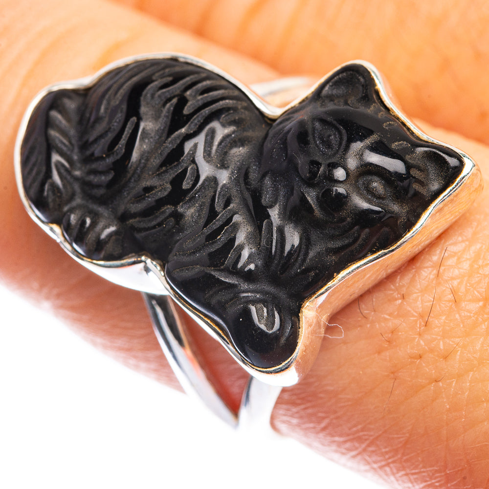 Black Onyx Cat Ring Size 7.5 (925 Sterling Silver) RING143404