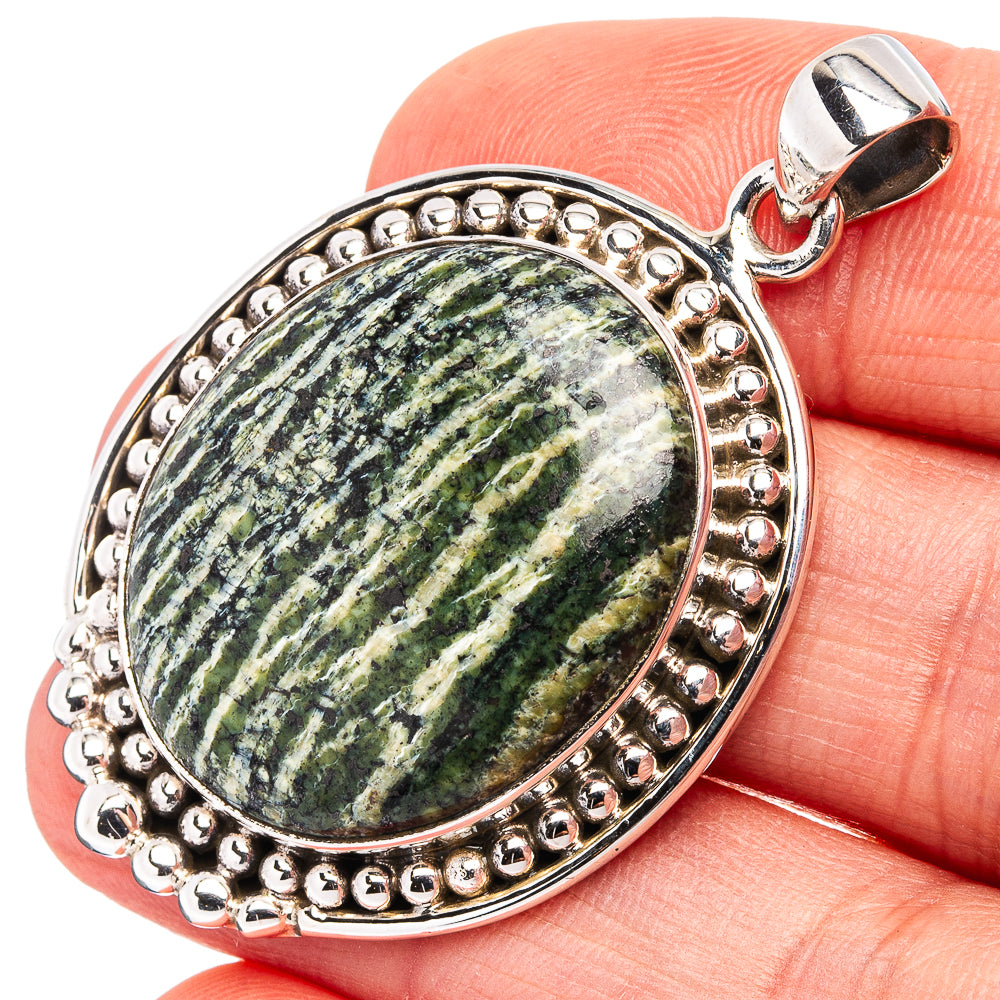 Premium Swiss Green Opal Pendant 1 3/4" (.925 Sterling Silver)