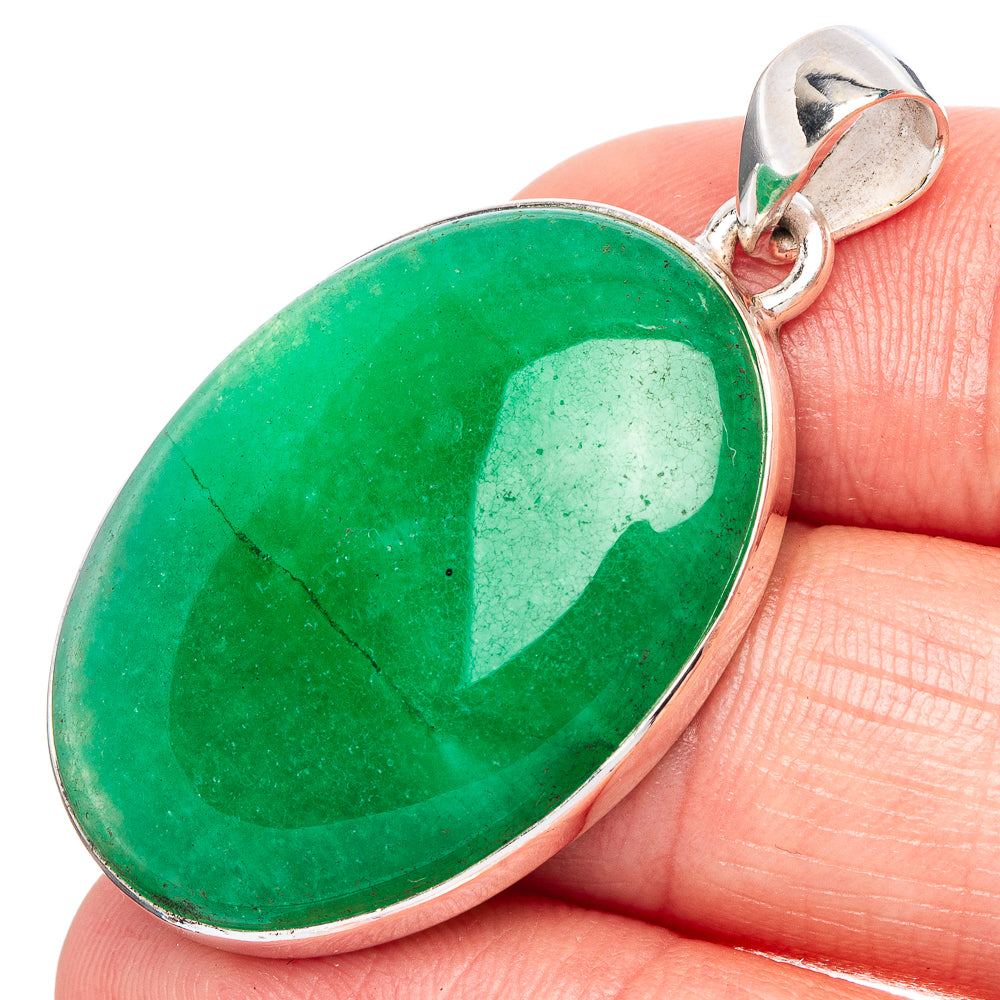 Green Aventurine Pendant 1 5/8" (925 Sterling Silver) P43116