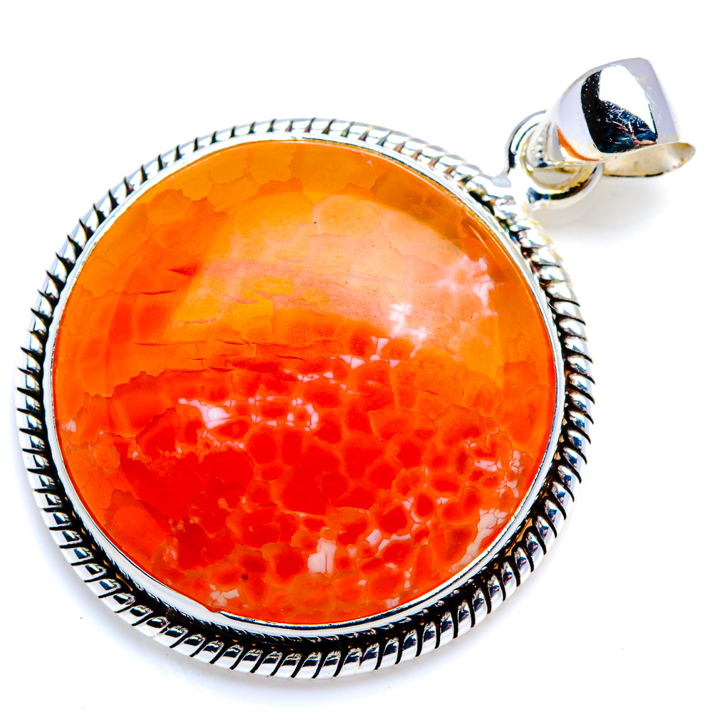 Fire Crab Agate 925 Sterling Silver Pendant 1 1/2" (925 Sterling Silver) PD38406
