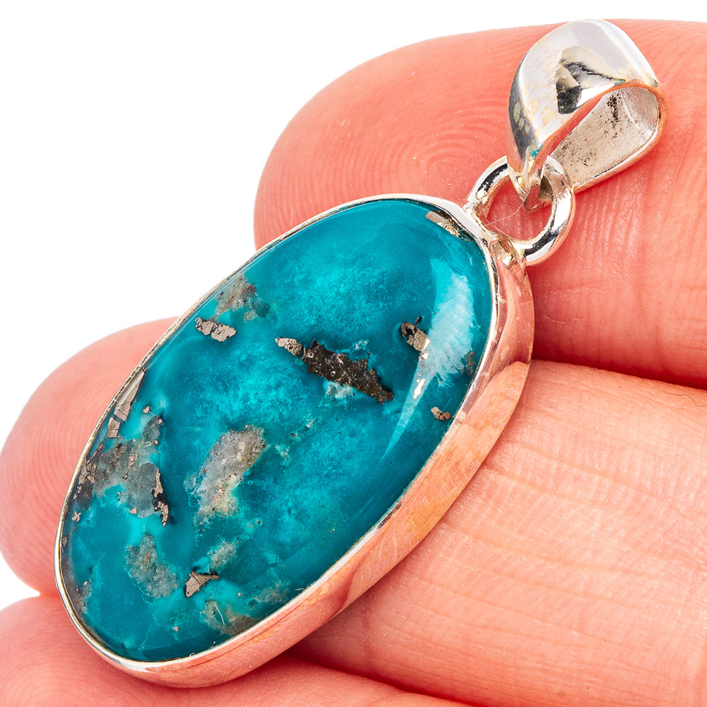 Rare Persian Turquoise Pendant 1 3/8" (925 Sterling Silver) P44899
