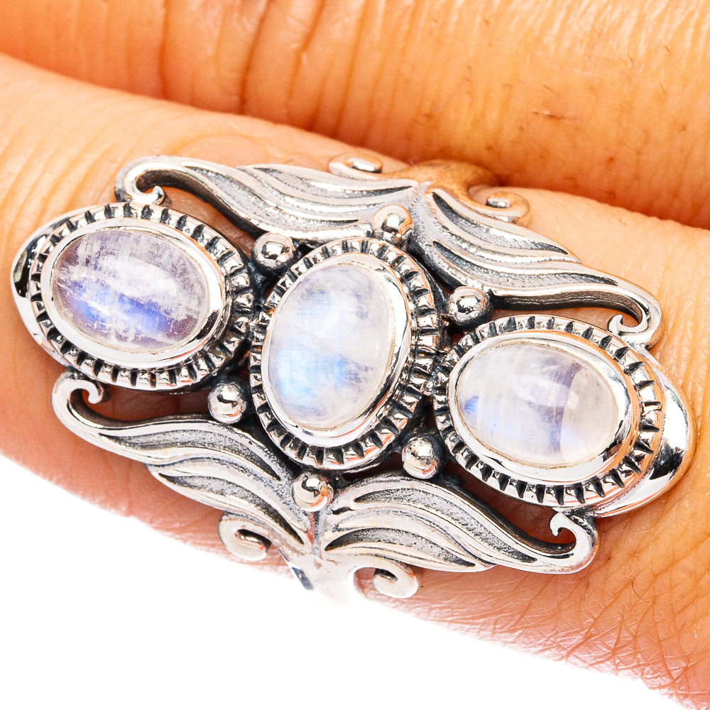 Rainbow Moonstone Ring Size 8.5 (925 Sterling Silver) R4847