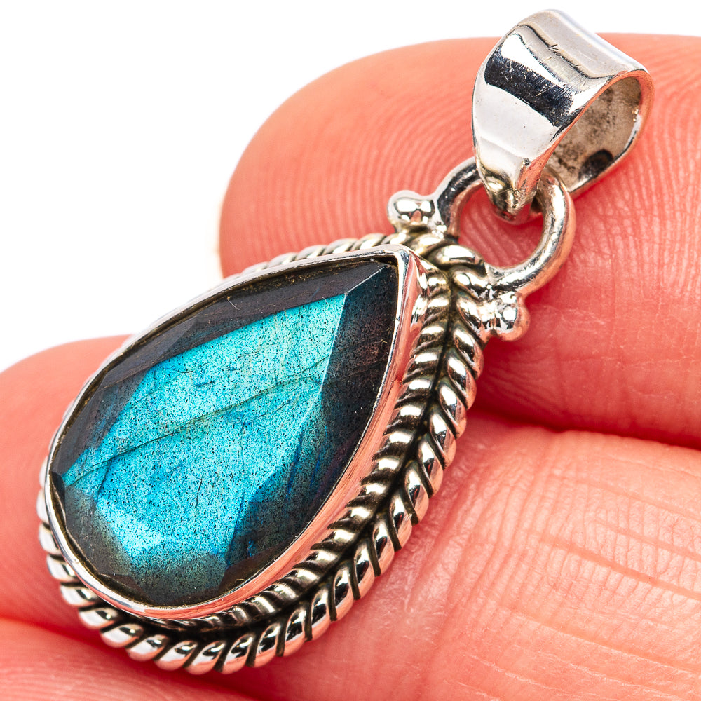 Faceted Labradorite Pendant 1 1/8" (.925 Sterling Silver)