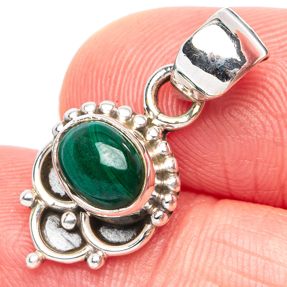 Malachite Pendant 1" (925 Sterling Silver) P45421