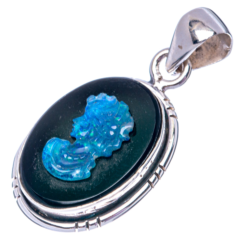 Lady Face Opal Cameo 925 Sterling Silver Pendant 1 3/8" (925 Sterling Silver) P42659