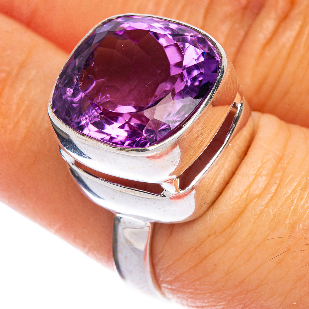 Rare Faceted Amethyst Ring Size 7.25 (925 Sterling Silver) R147230