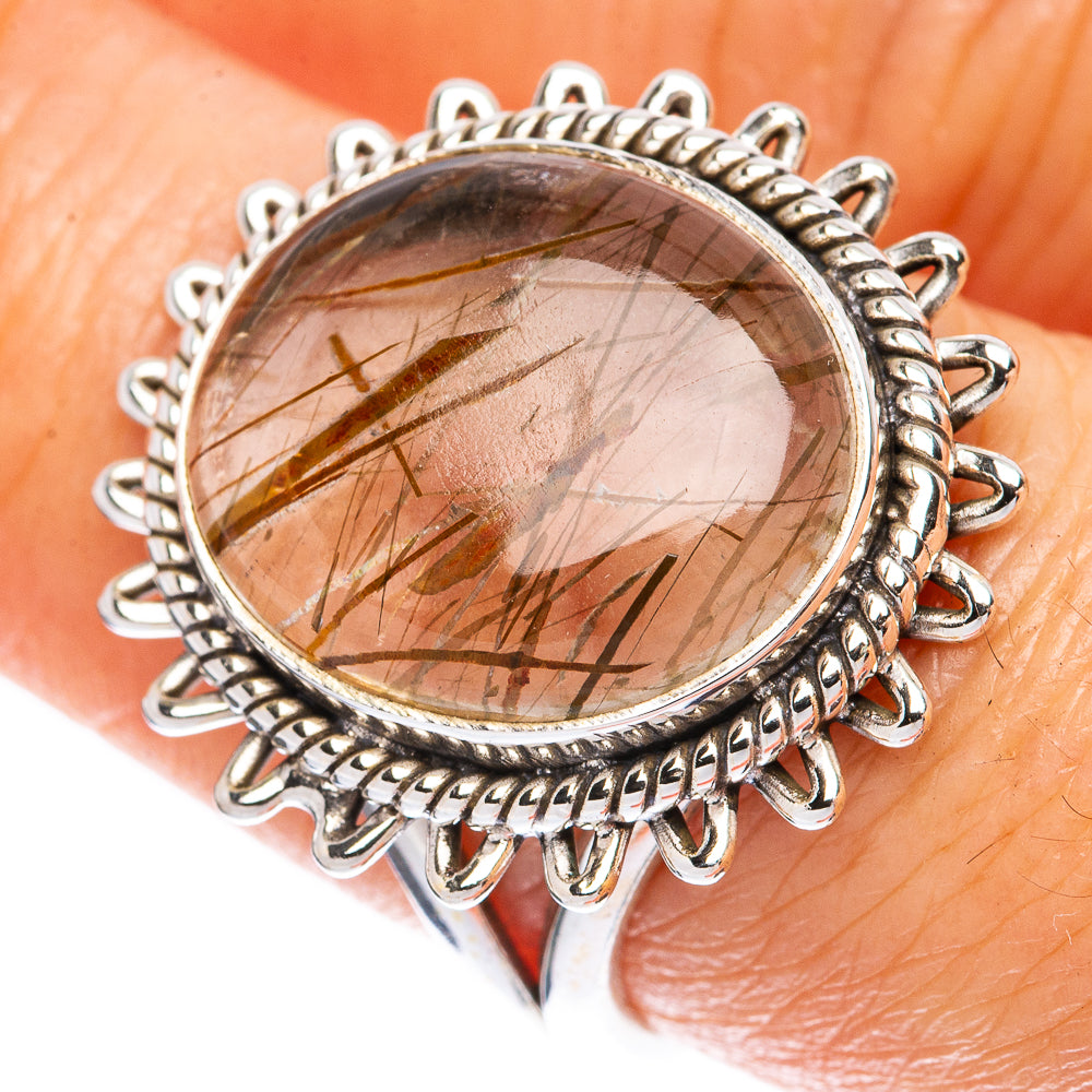 Golden Rutilated Quartz Ring Size 8.25 (925 Sterling Silver) R2002