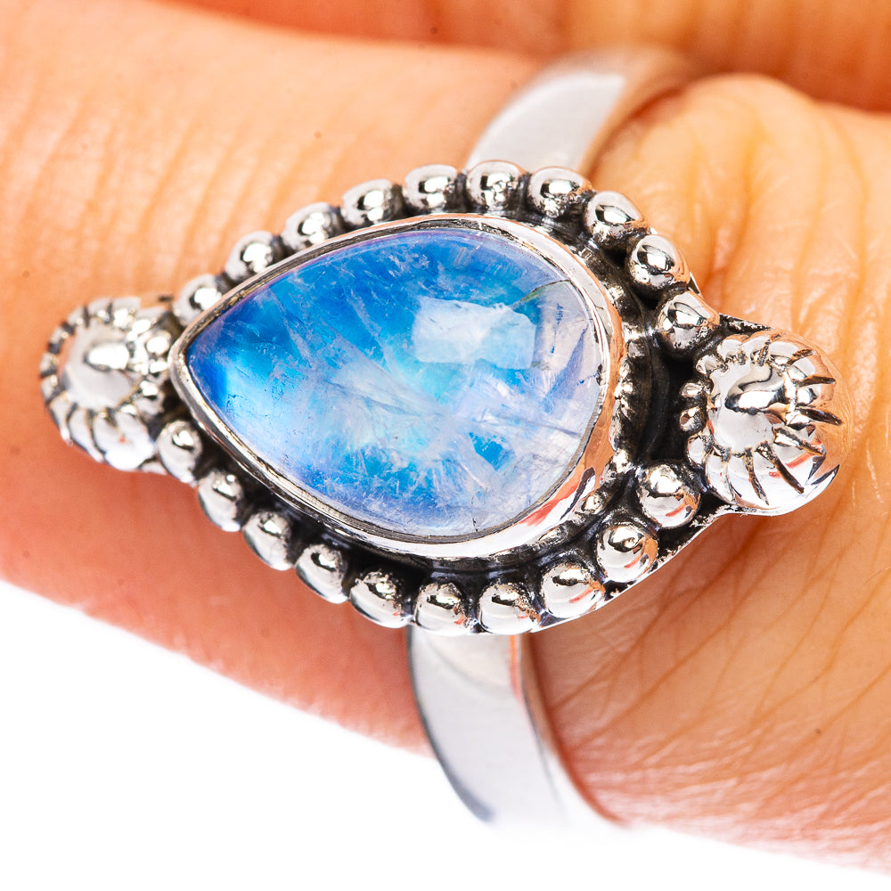 Rainbow Moonstone Ring Size 8.75 (925 Sterling Silver) R3760