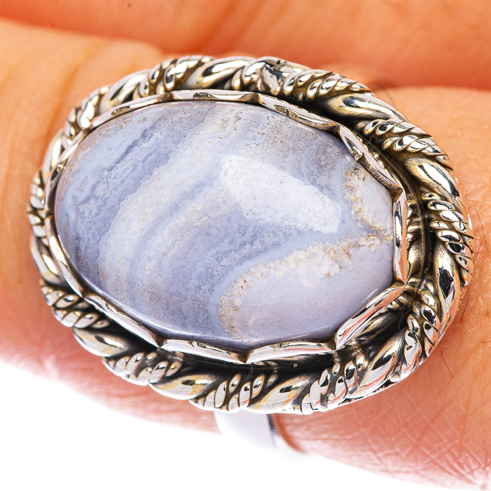 Blue Lace Agate Ring Size 8 (925 Sterling Silver) R144720