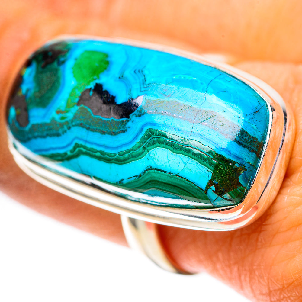 Large Malachite In Chrysocolla Ring Size 9 (925 Sterling Silver) RING138653