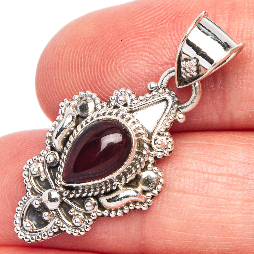 Garnet Pendant 1 3/8" (925 Sterling Silver) P40168