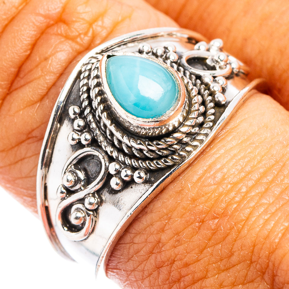 Rare Larimar Cocktail Ring Size 8.75 (.925 Sterling Silver)