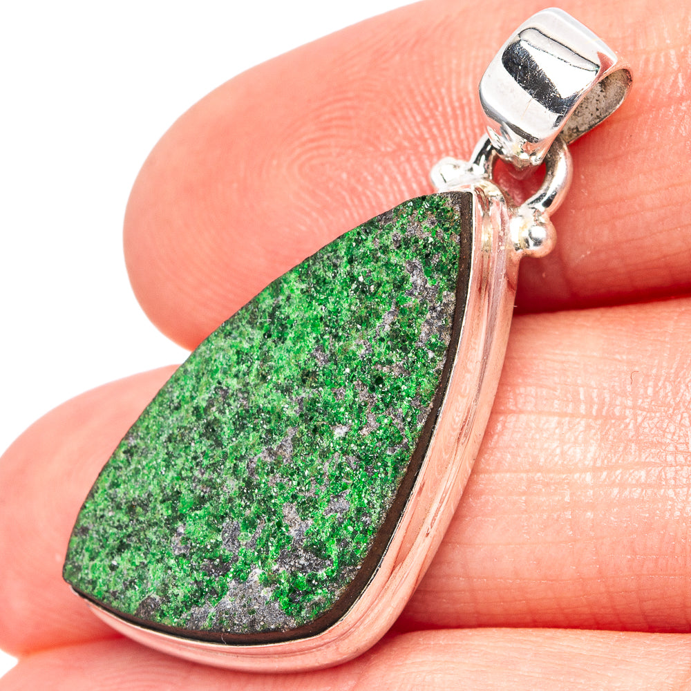Uvarovite Garnet Pendant 1 3/8" (.925 Sterling Silver)
