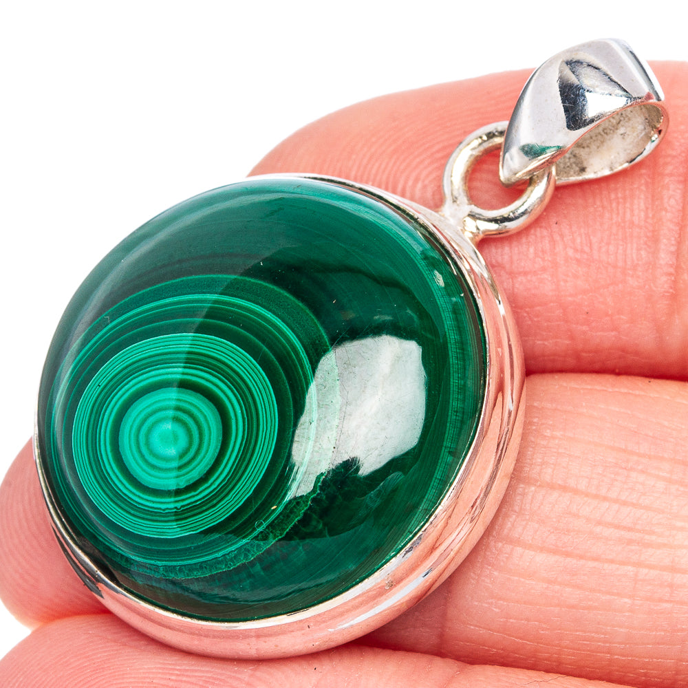 Malachite Pendant 1 3/8" (925 Sterling Silver) P40289