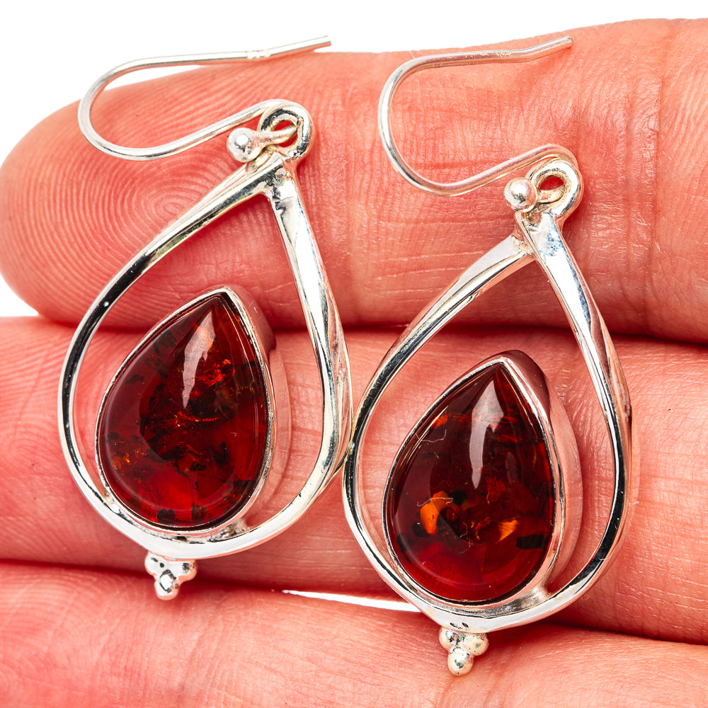 Premium Baltic Amber Earrings 1 5/8" (.925 Sterling Silver)