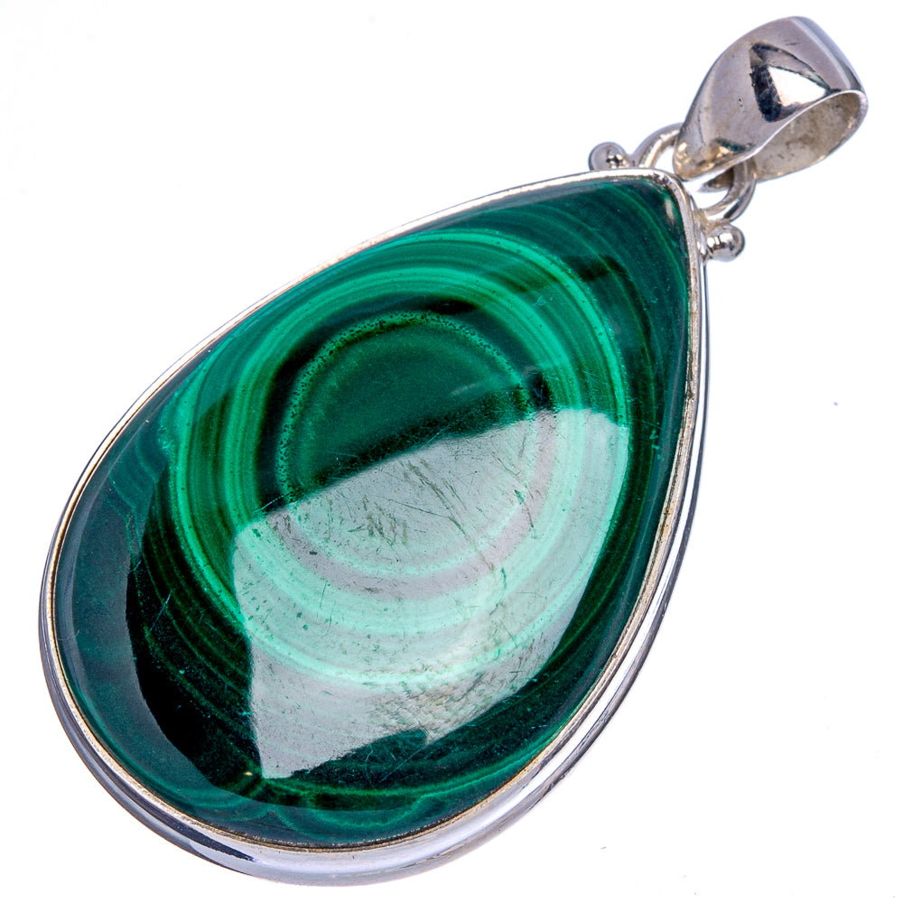 Malachite Pendant 1 7/8" (925 Sterling Silver) P40263