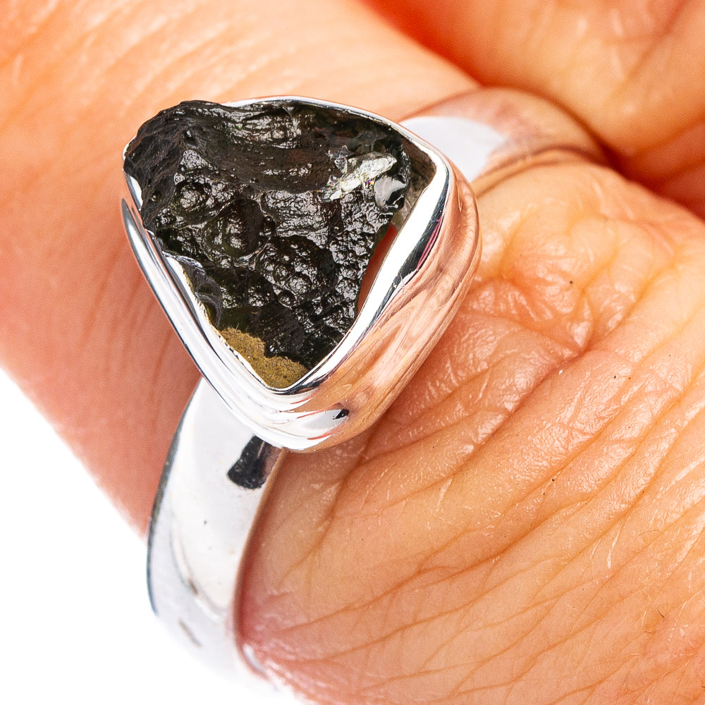 Rare Moldavite Ring Size 8 (.925 Sterling Silver)