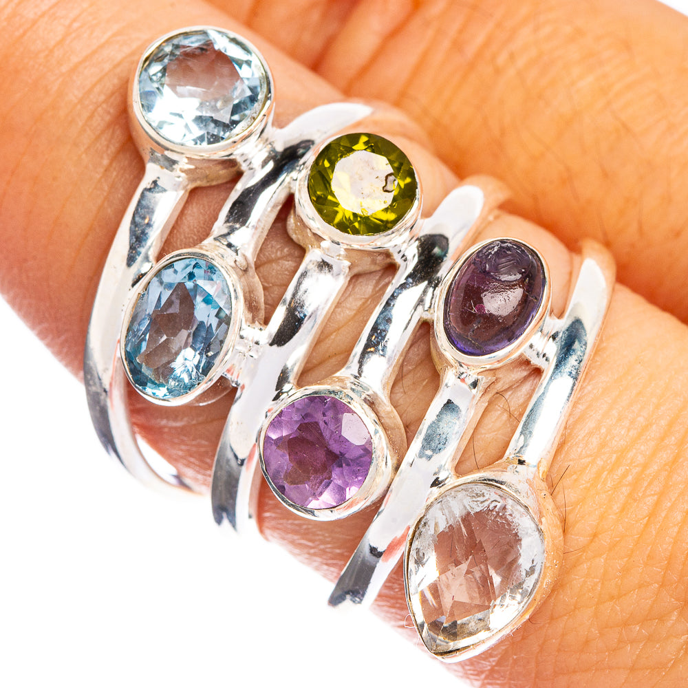 Large White Quartz, Amethyst, Tanzanite, Peridot, Blue Topaz Ring Size 8.75 (925 Sterling Silver) R144350