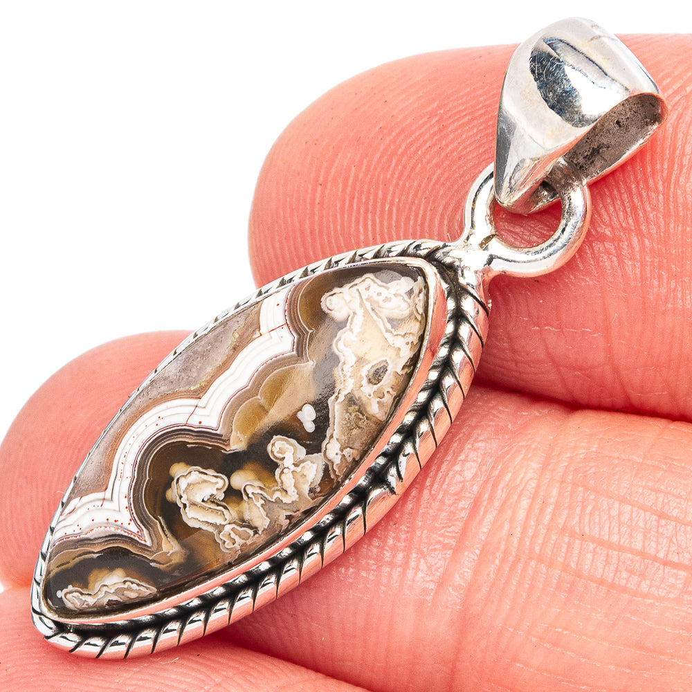 Laguna Lace Agate Pendant 1 3/8" (925 Sterling Silver) P43523