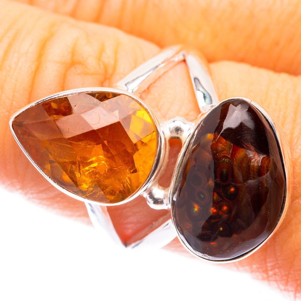 Mexican Fire Agate, Citrine Ring Size 8 (925 Sterling Silver) R141575