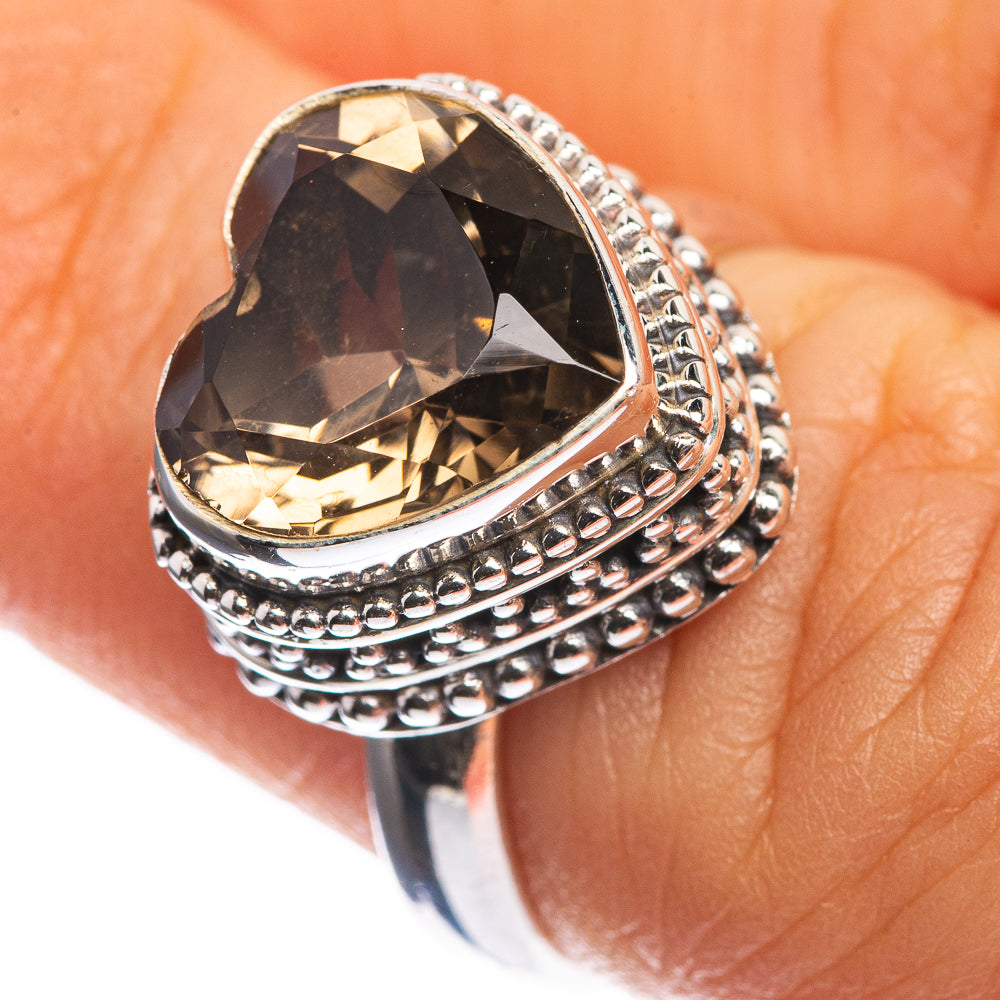 Smoky Quartz 925 Sterling Silver Ring Size 6.25