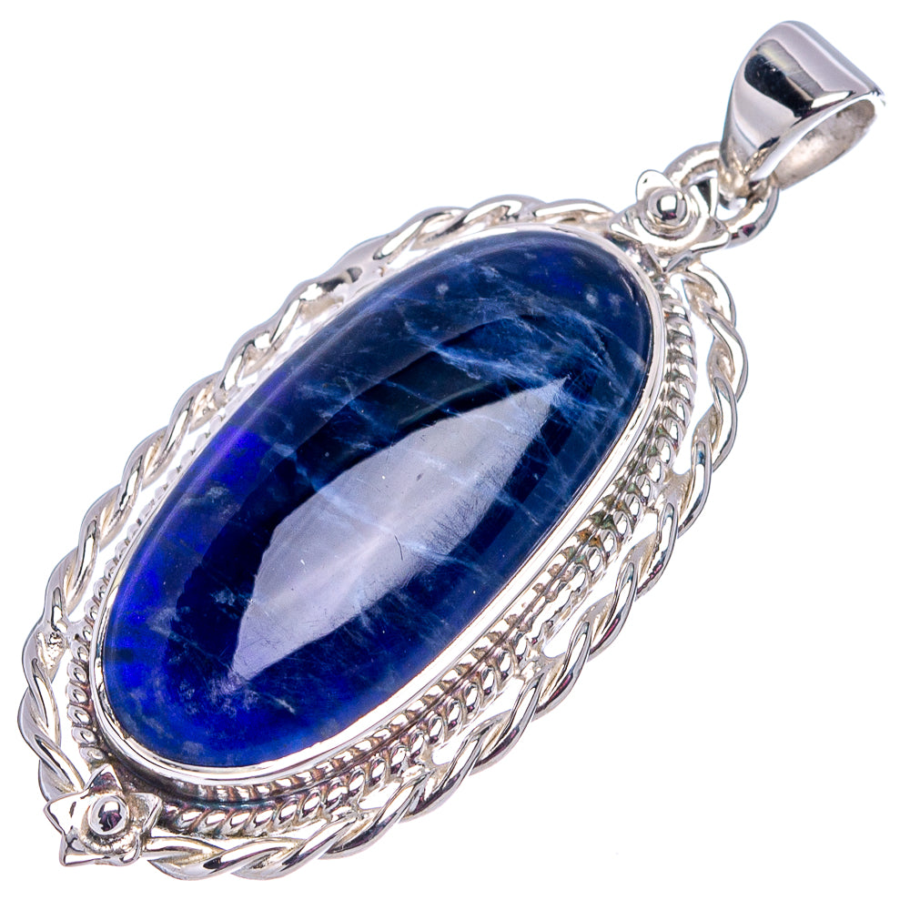 Premium Sodalite Pendant 1 5/8" (.925 Sterling Silver)