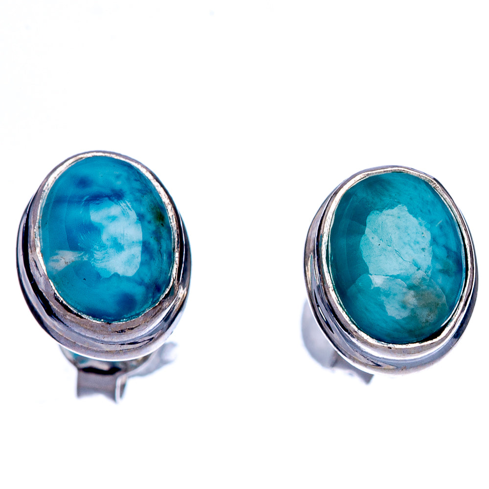 Rare Larimar Earrings 3/8" (925 Sterling Silver) E433332
