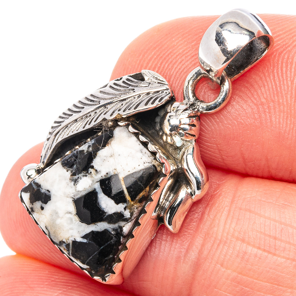 White Buffalo Turquoise Pendant 1 1/8" (.925 Sterling Silver)