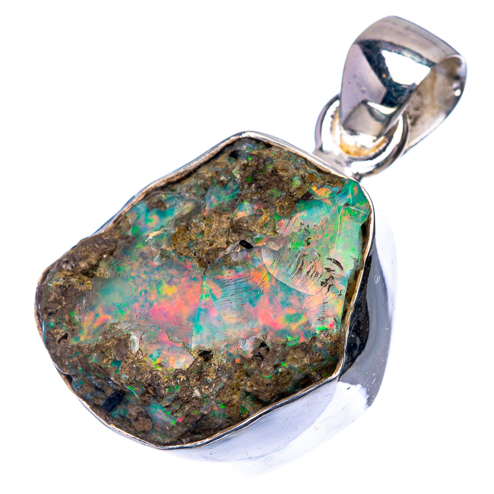 Raw Ethiopian Opal 925 Sterling Silver Pendant 1 1/8" (925 Sterling Silver) PD38618
